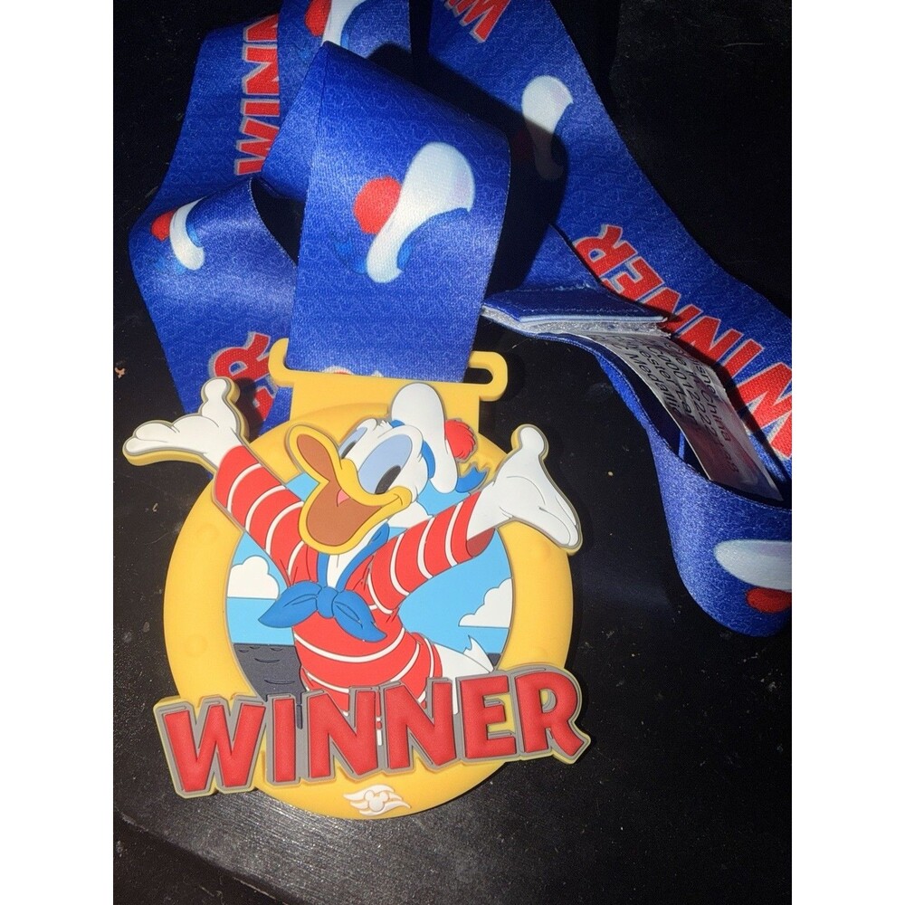 Disney Cruise Line WINNER Medal Lanyard Donald Duck Rubber PVC Medallion Ribbon